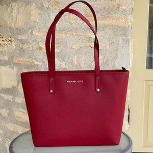 NWT Michael Kors md tz leather tote scarlet